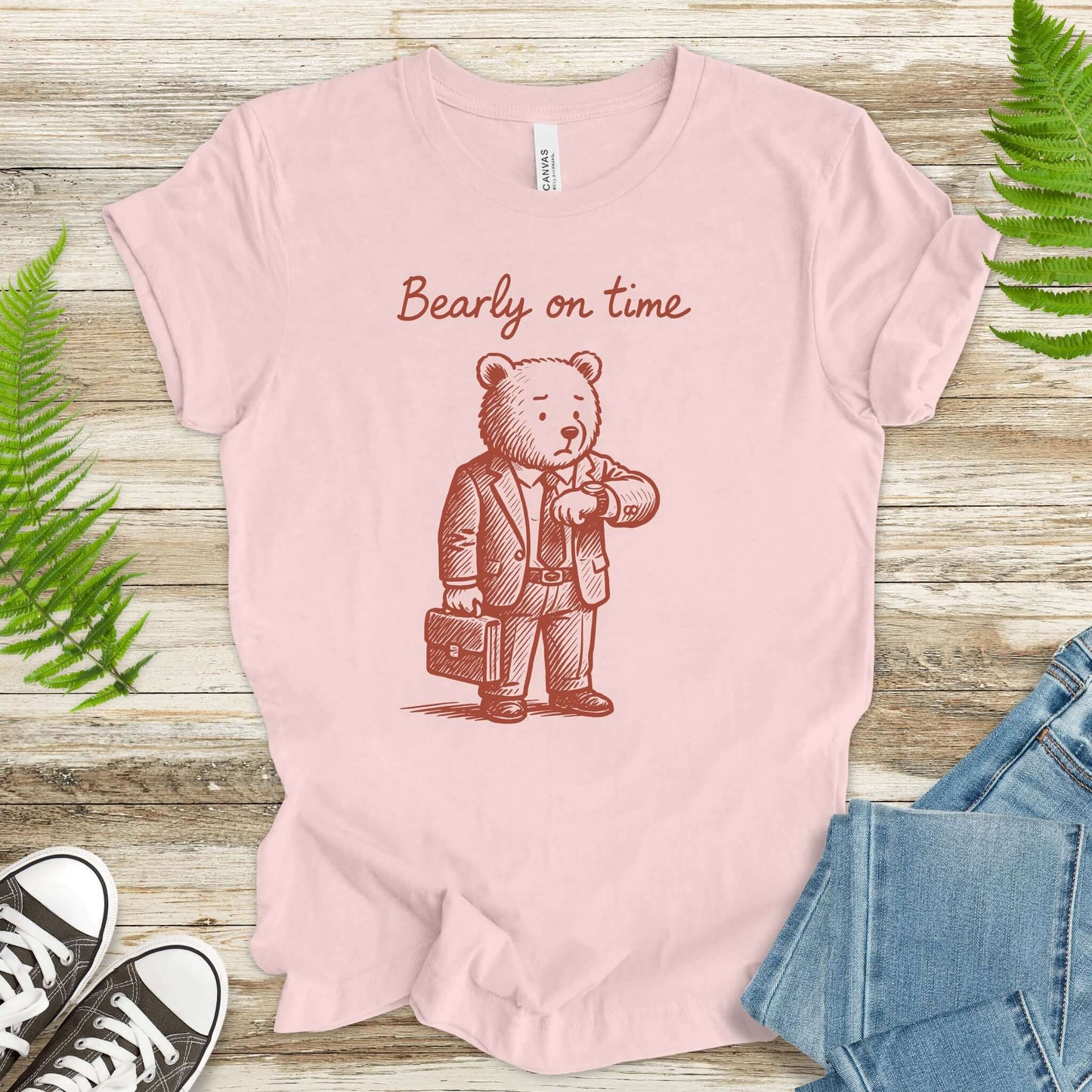 Bearly On Time Business Bear T-Shirt