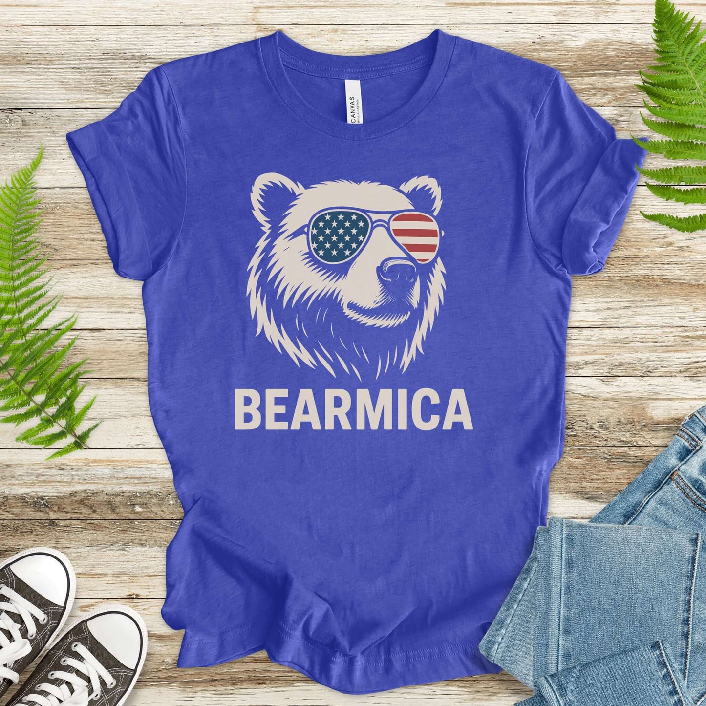 BEARMICA 4th of July T-Shirt – Funny Patriotic Bear Tee with USA Flag