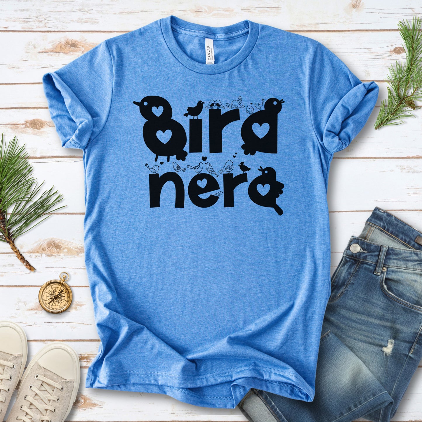 Bird Nerd Cute Love Birds Typography T-Shirt