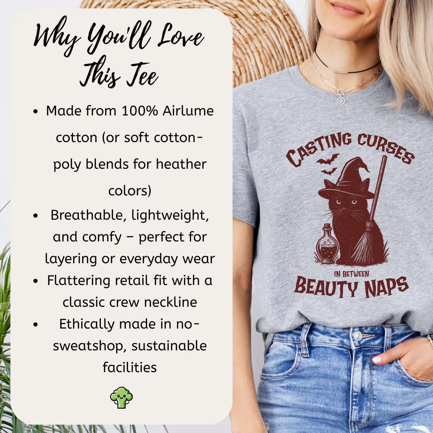 Black Cat Witch Halloween T-Shirt – Funny Spooky Gift for Cat Mamas