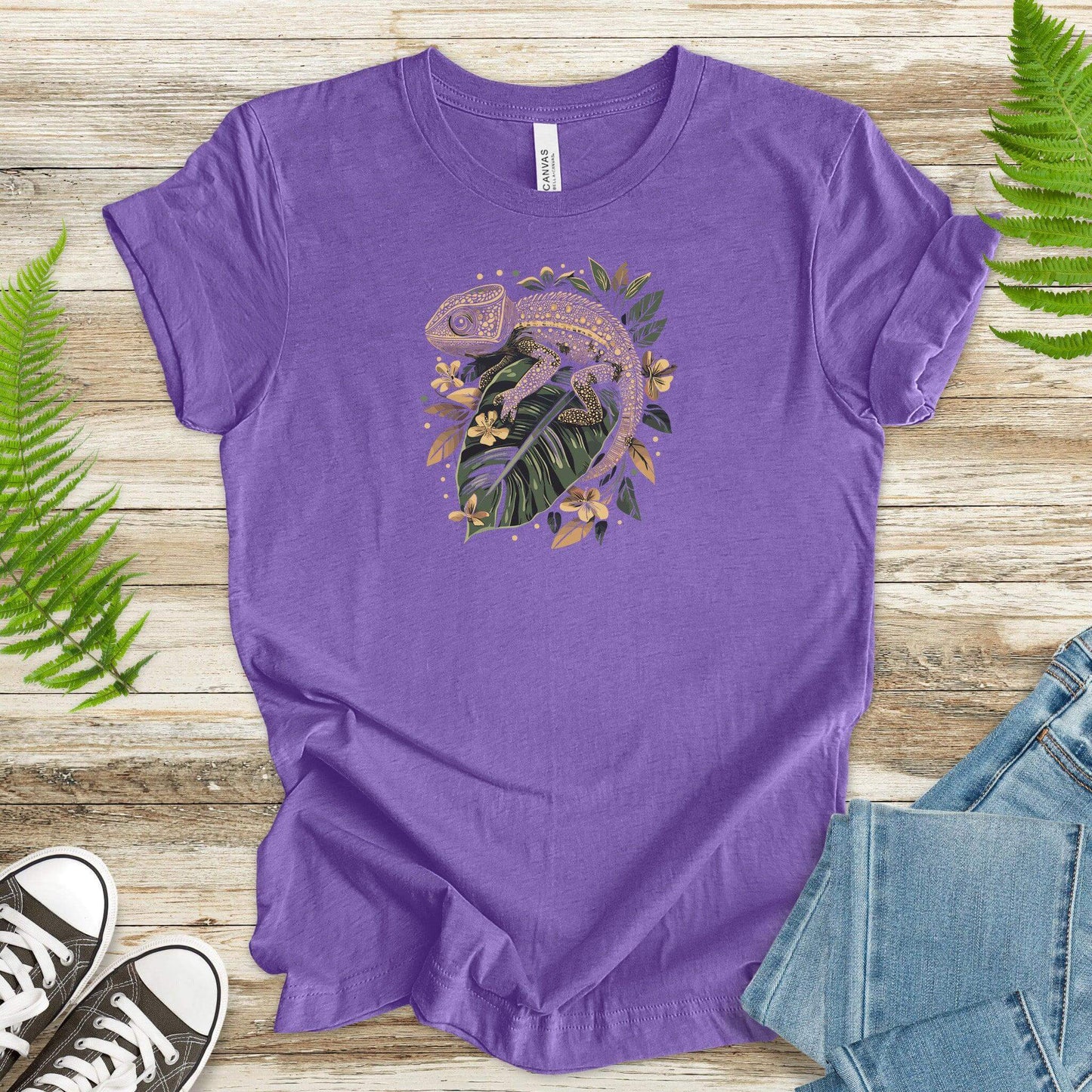 Chameleon & Vintage Floral T-Shirt - TShirtree