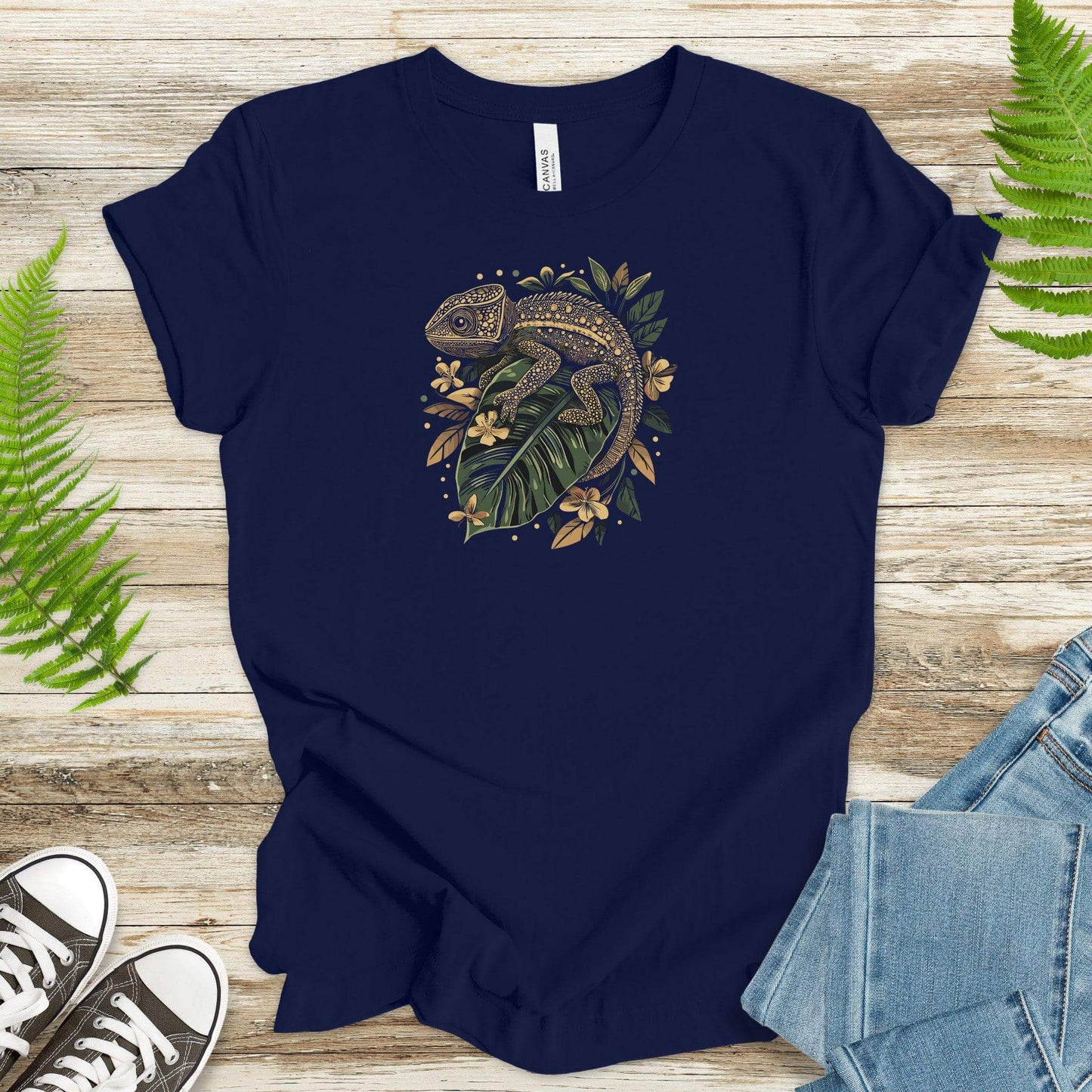 Chameleon & Vintage Floral T-Shirt - TShirtree