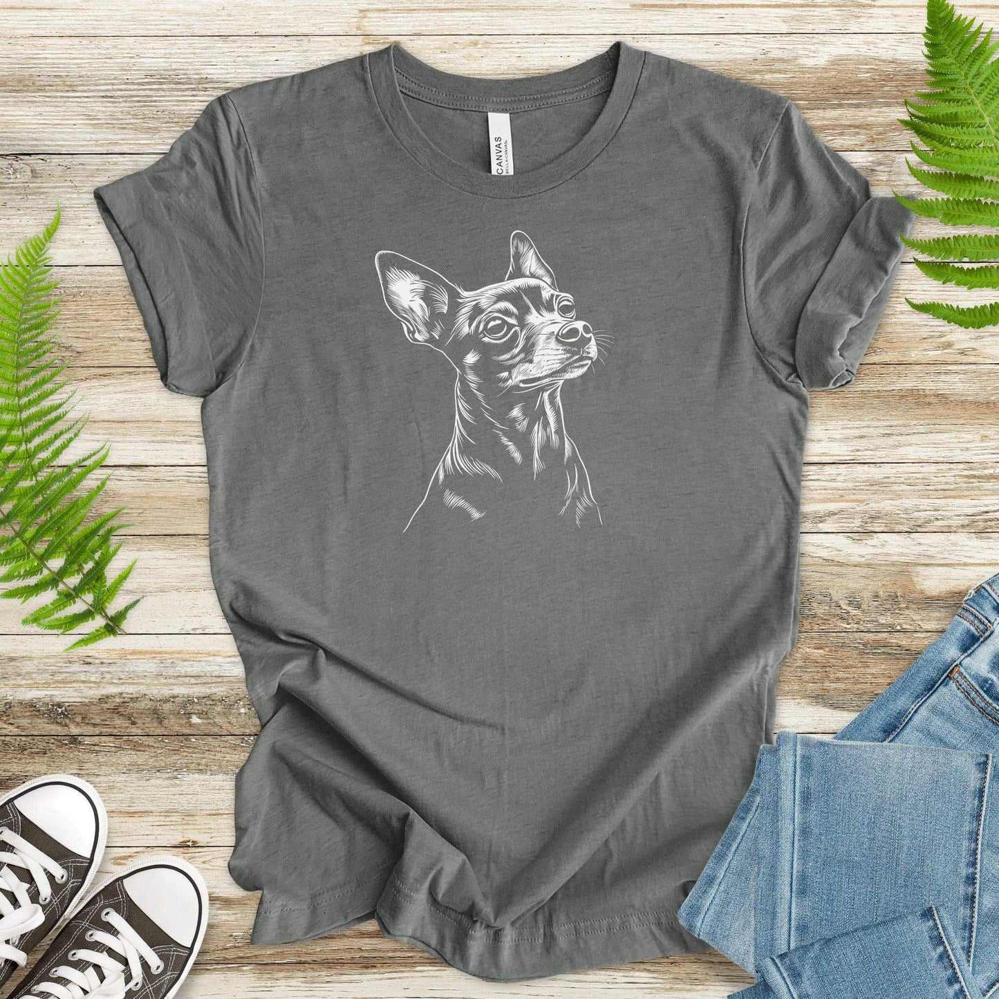 Minimalist Pincher: Cute Dog Sketch T-Shirt - TShirtree