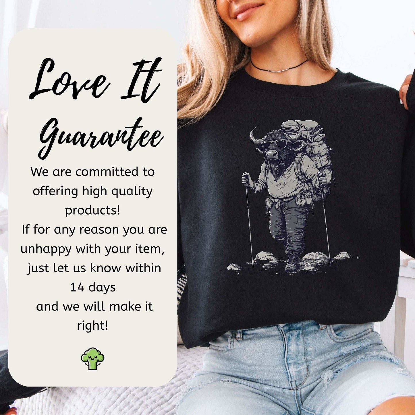 Hiking Buffalo Sweatshirt – Rugged Nature Gift for Wild Trail Lovers