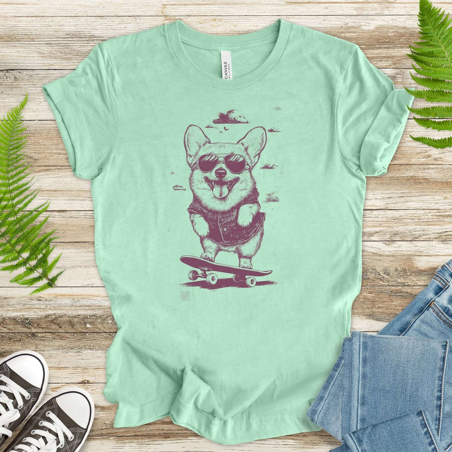 Speedy Skater Corgi T-Shirt
