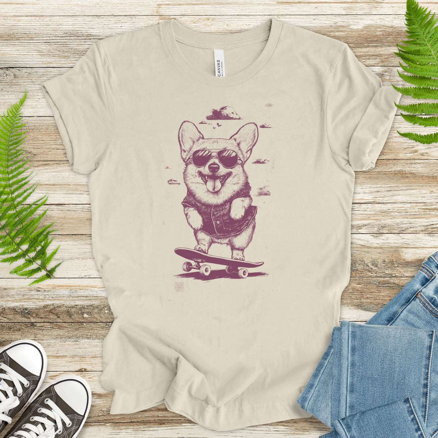 Speedy Skater Corgi T-Shirt
