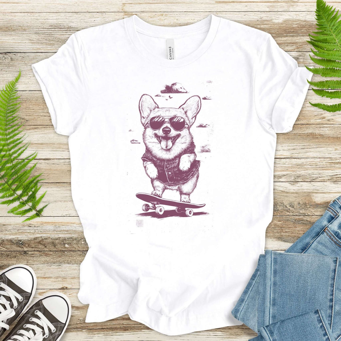 Speedy Skater Corgi T-Shirt