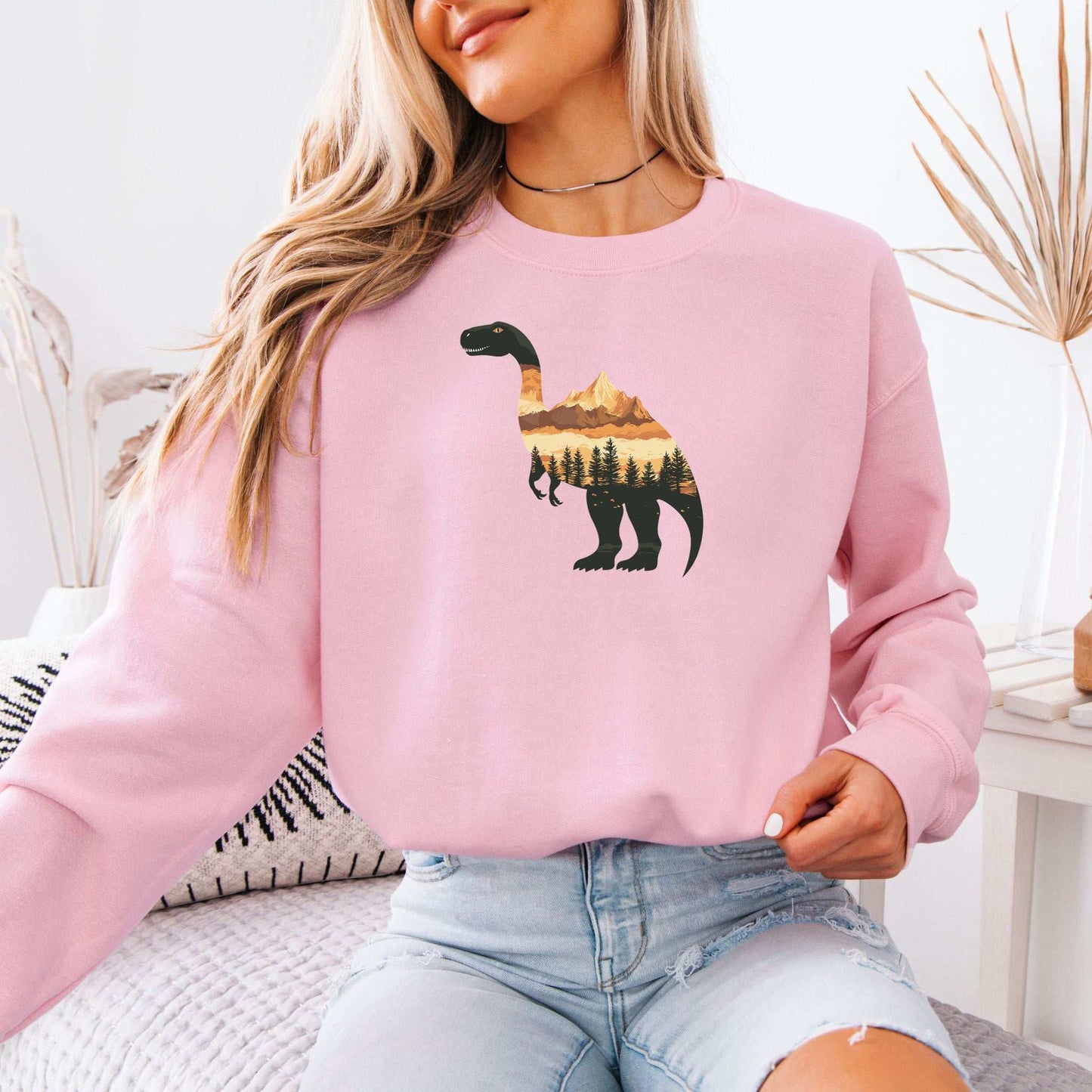 Landscape Dinosaur Sweatshirt – Wild Prehistoric Nature Gift