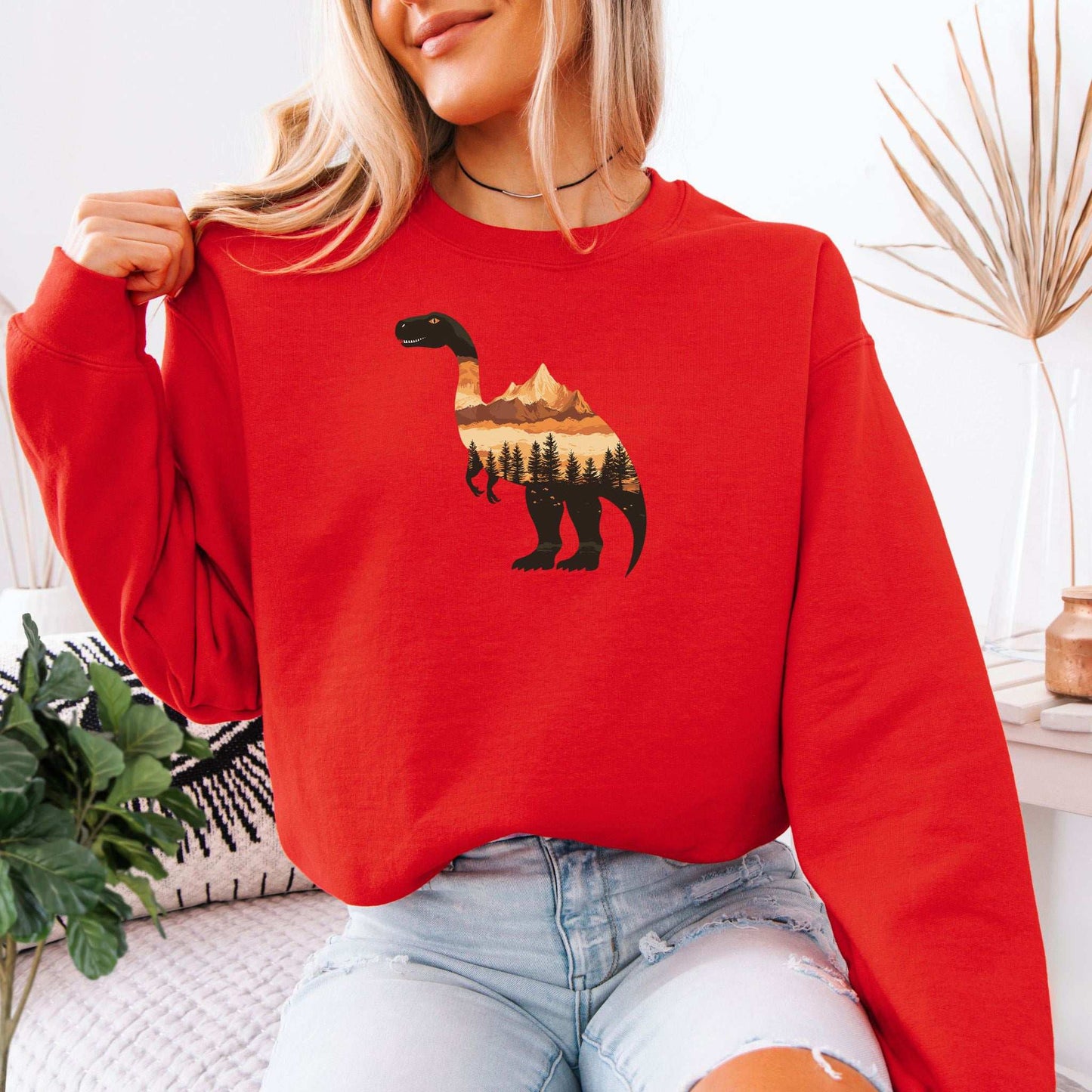 Landscape Dinosaur Sweatshirt – Wild Prehistoric Nature Gift