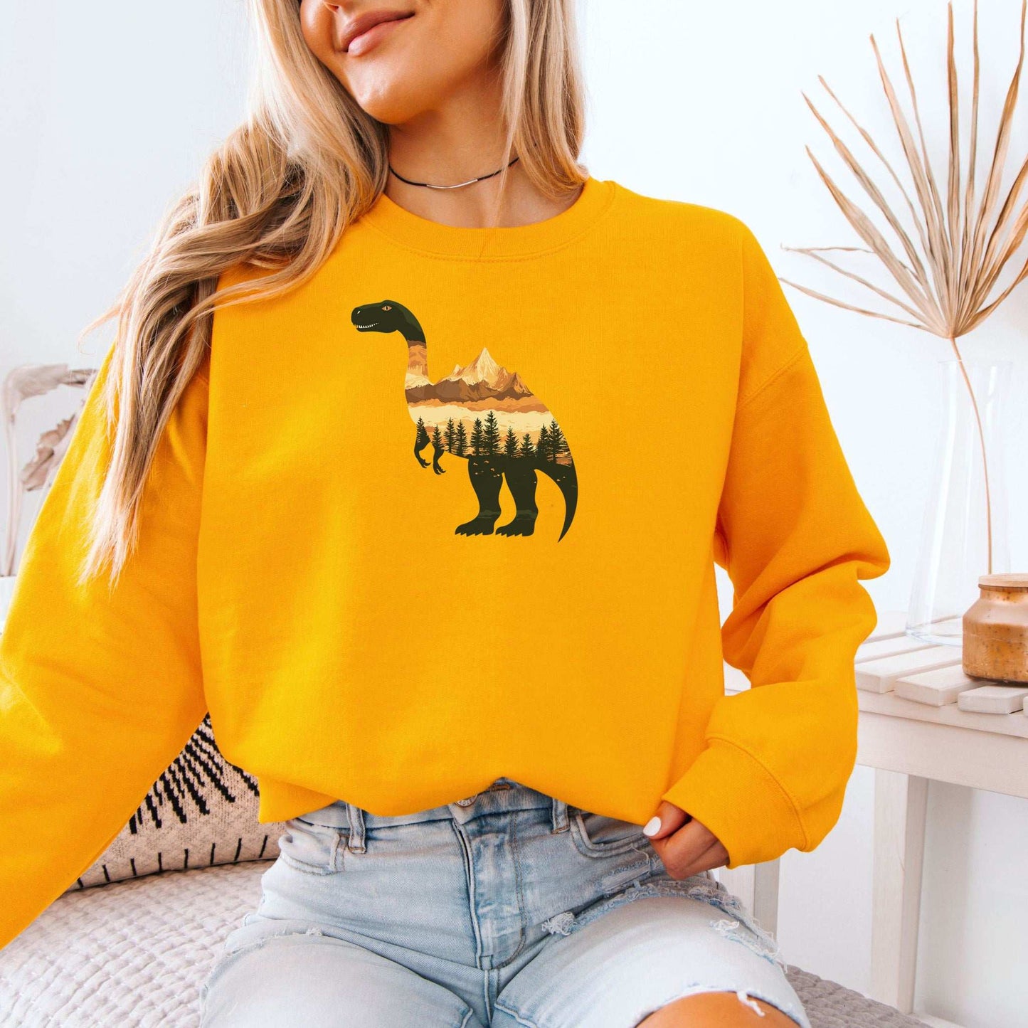 Landscape Dinosaur Sweatshirt – Wild Prehistoric Nature Gift