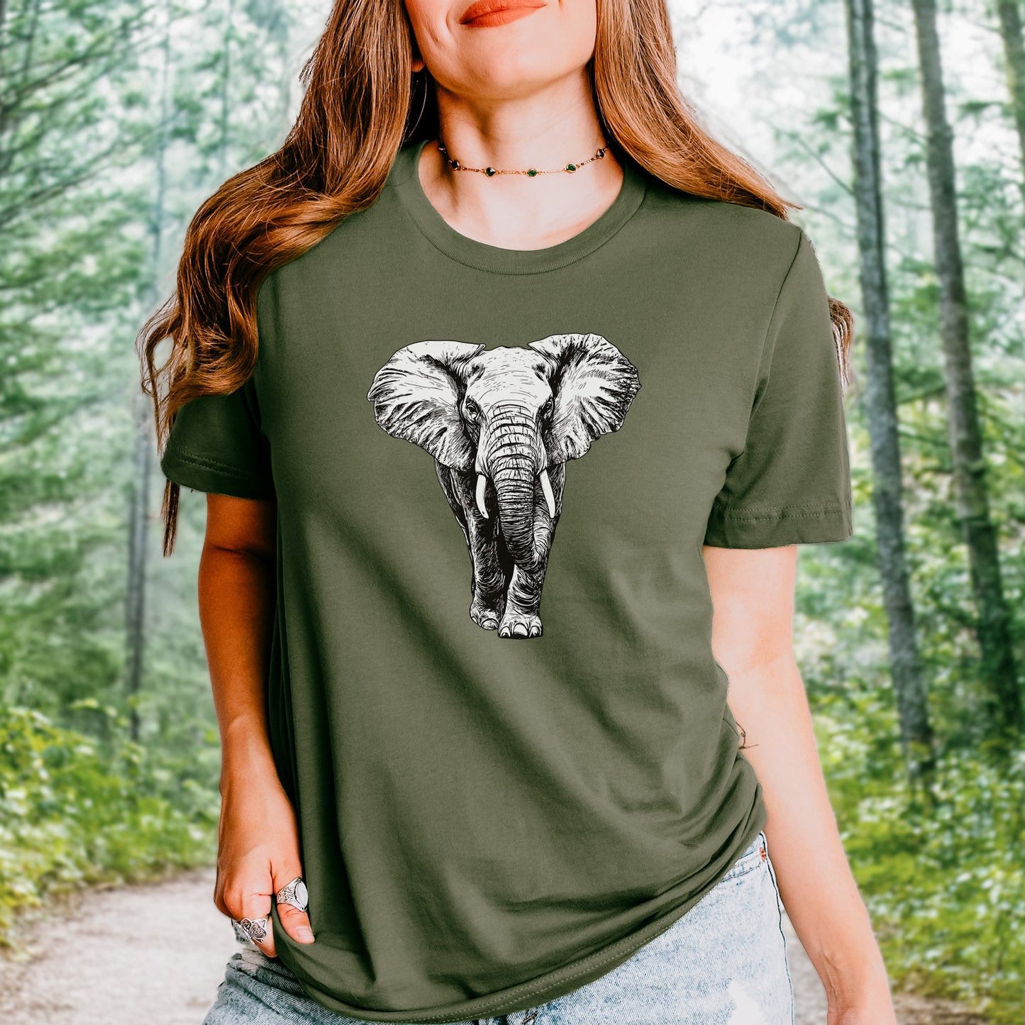 Majestic Elephant Walking T-Shirt – Realistic Design