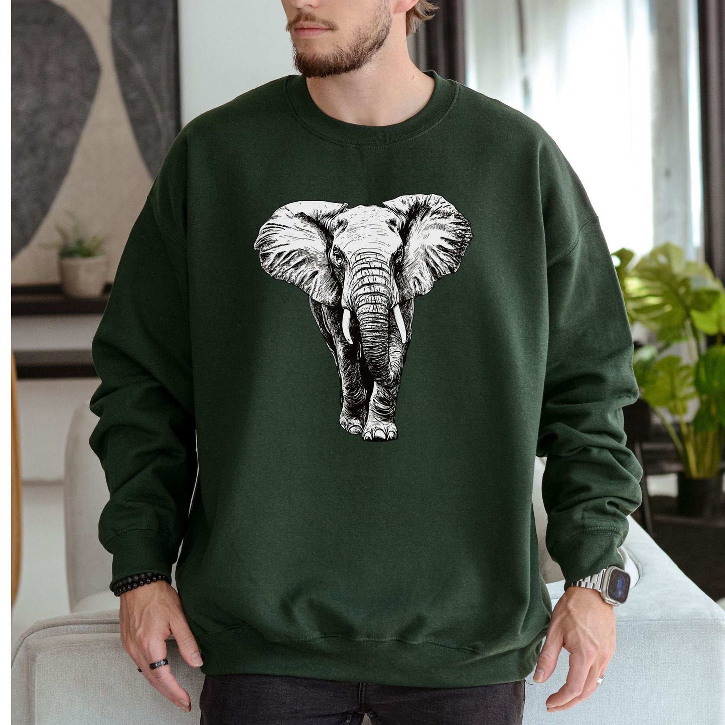 Majestic Elephant Sweatshirt – Realistic Wildlife Art for Nature Lovers