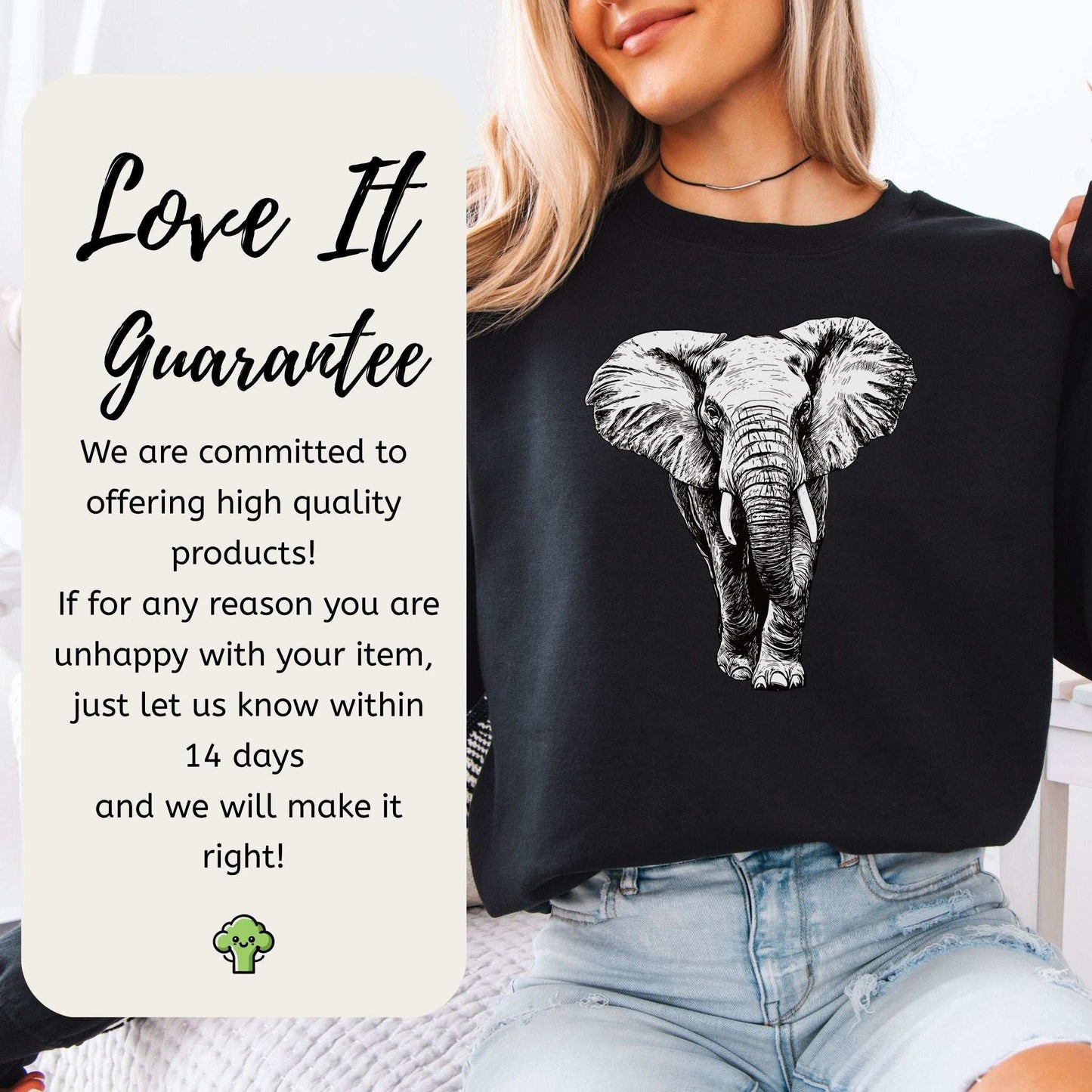 Majestic Elephant Sweatshirt – Realistic Wildlife Art for Nature Lovers