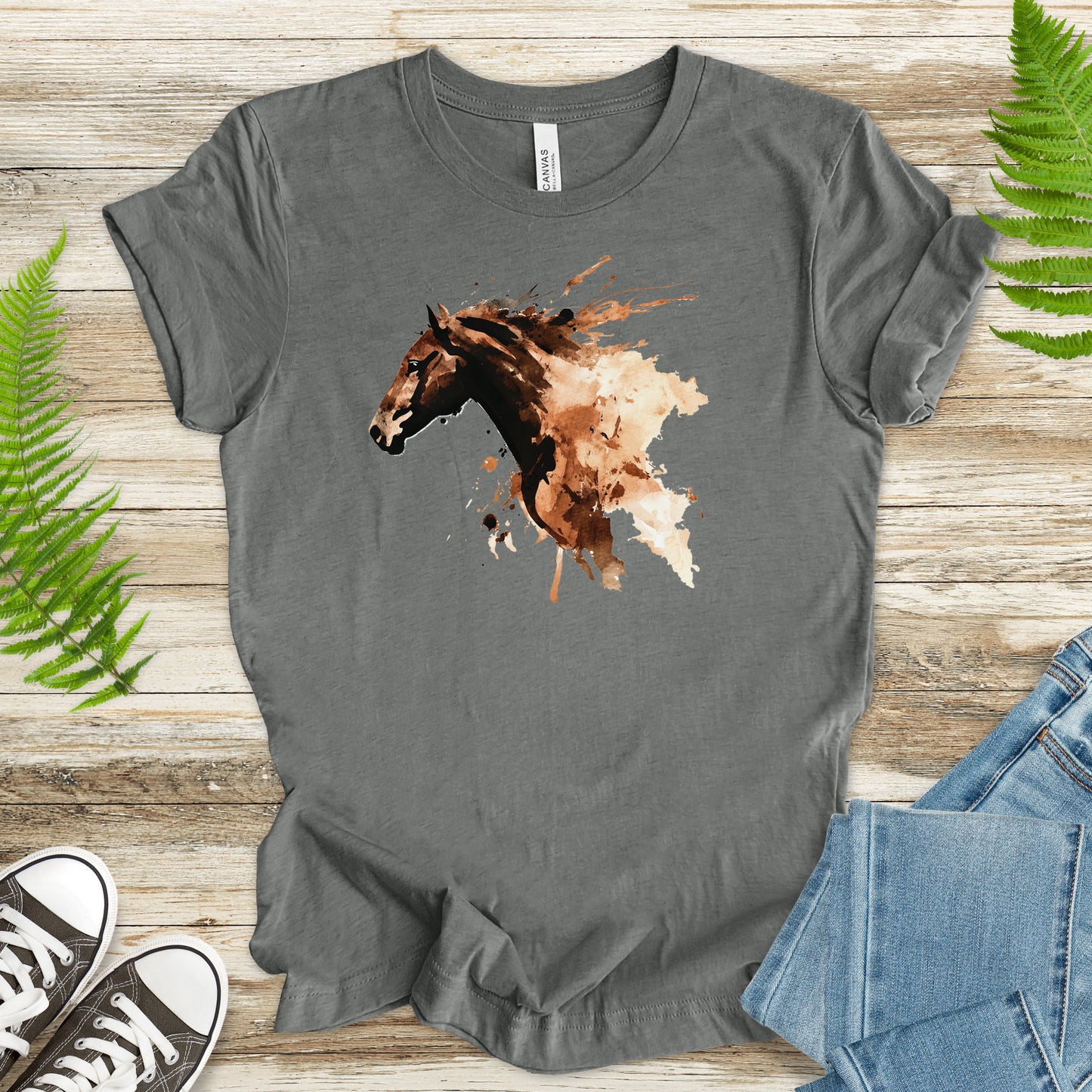 Watercolor Horse Face T-Shirt – Vintage Wild Spirit Tee