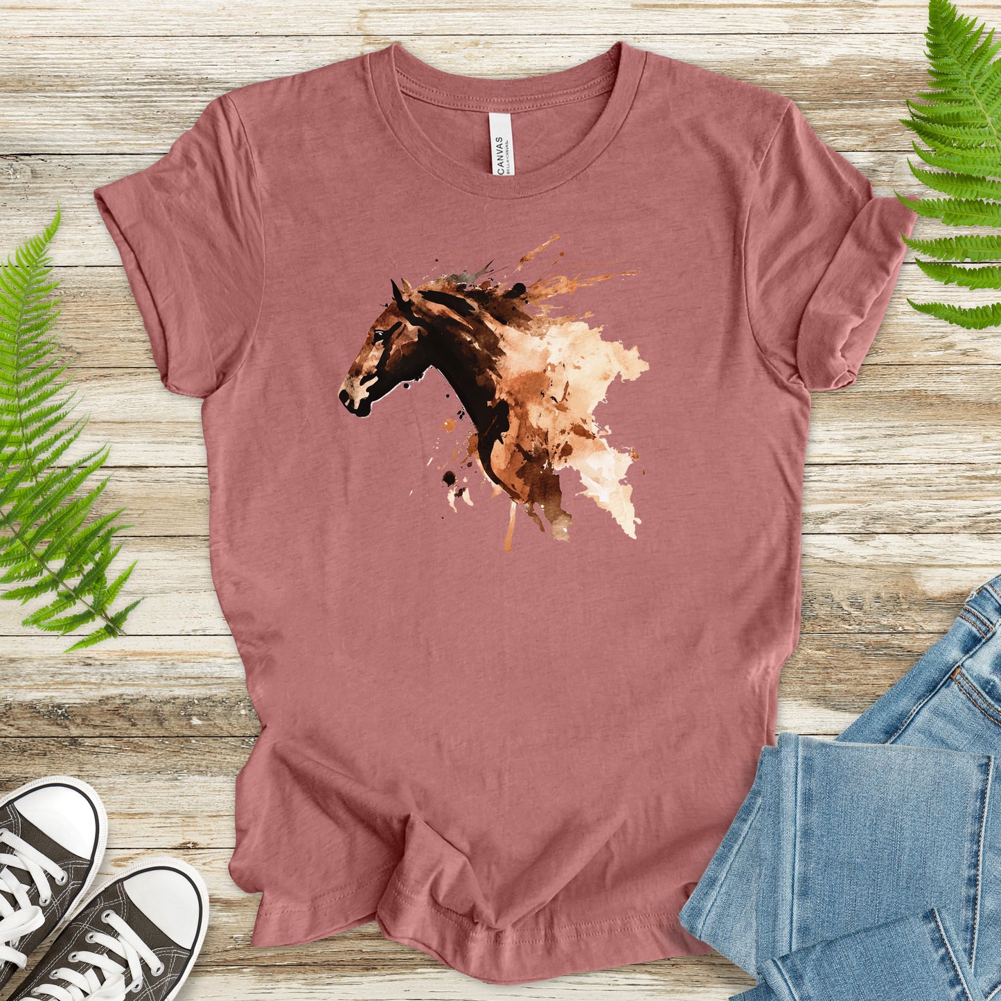 Watercolor Horse Face T-Shirt – Vintage Wild Spirit Tee