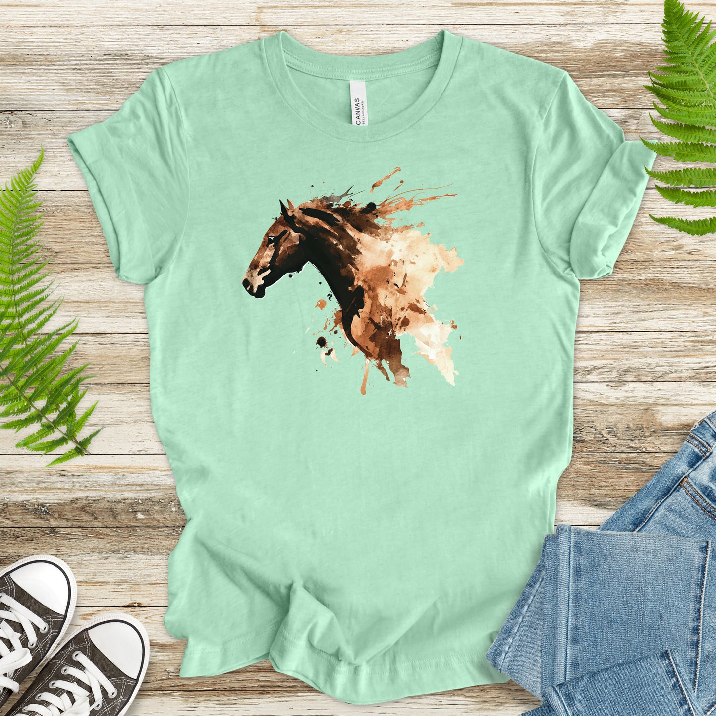 Watercolor Horse Face T-Shirt – Vintage Wild Spirit Tee