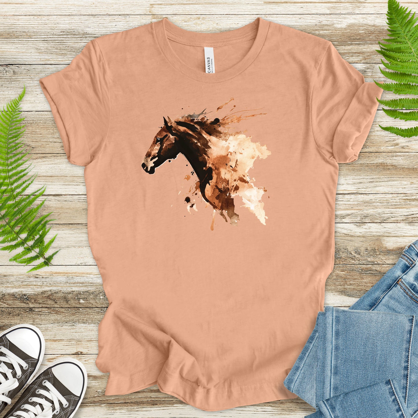 Watercolor Horse Face T-Shirt – Vintage Wild Spirit Tee