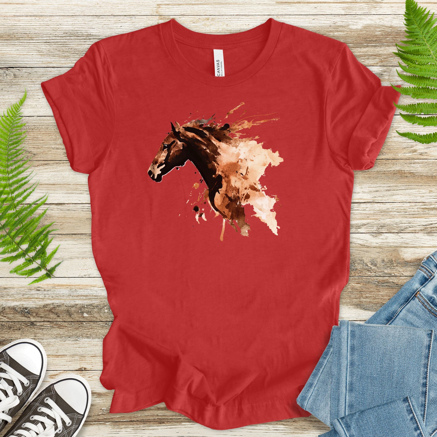 Watercolor Horse Face T-Shirt – Vintage Wild Spirit Tee