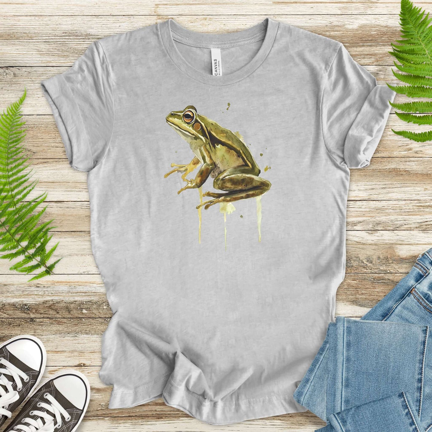 Watercolor Frog T-Shirt – Artistic Amphibian Nature Tee
