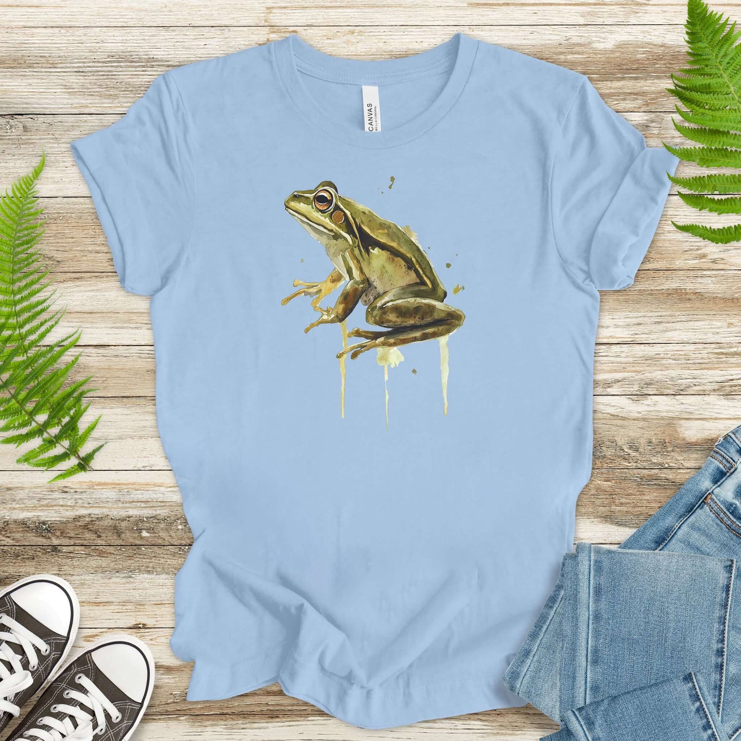 Watercolor Frog T-Shirt – Artistic Amphibian Nature Tee
