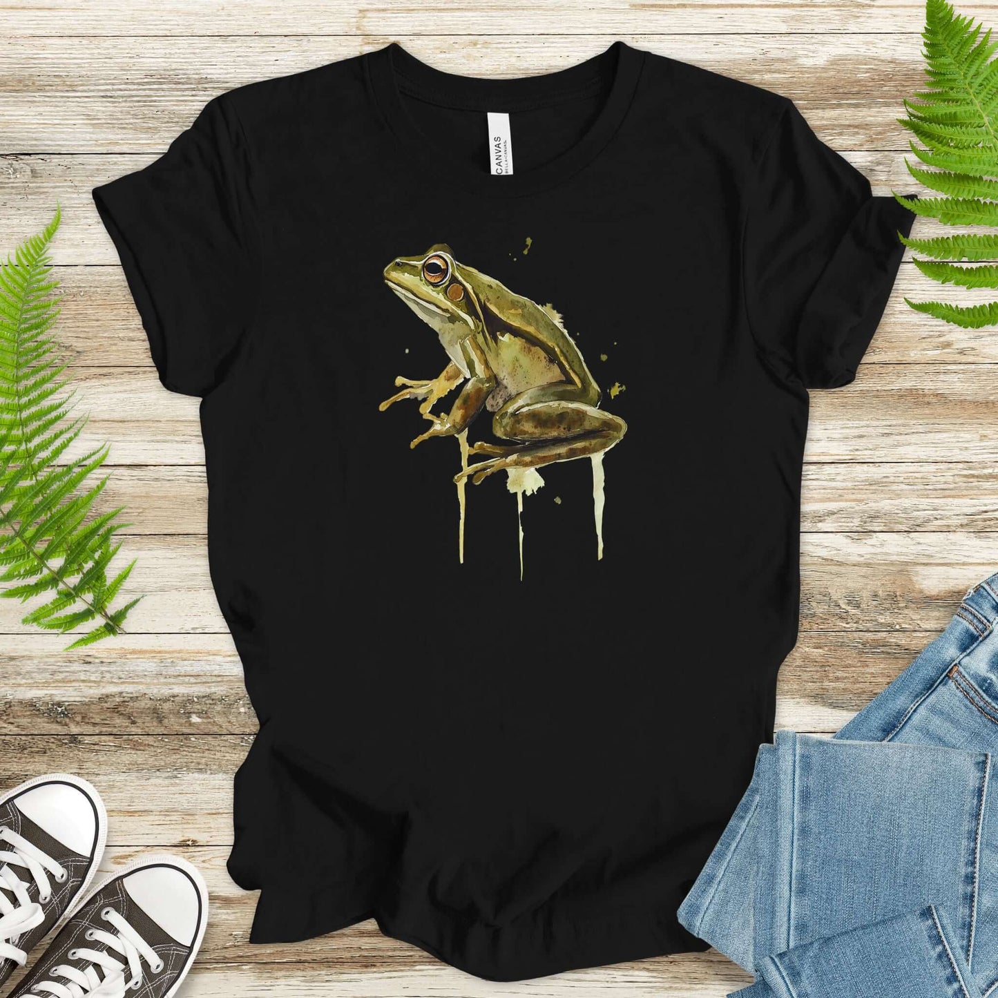 Watercolor Frog T-Shirt – Artistic Amphibian Nature Tee