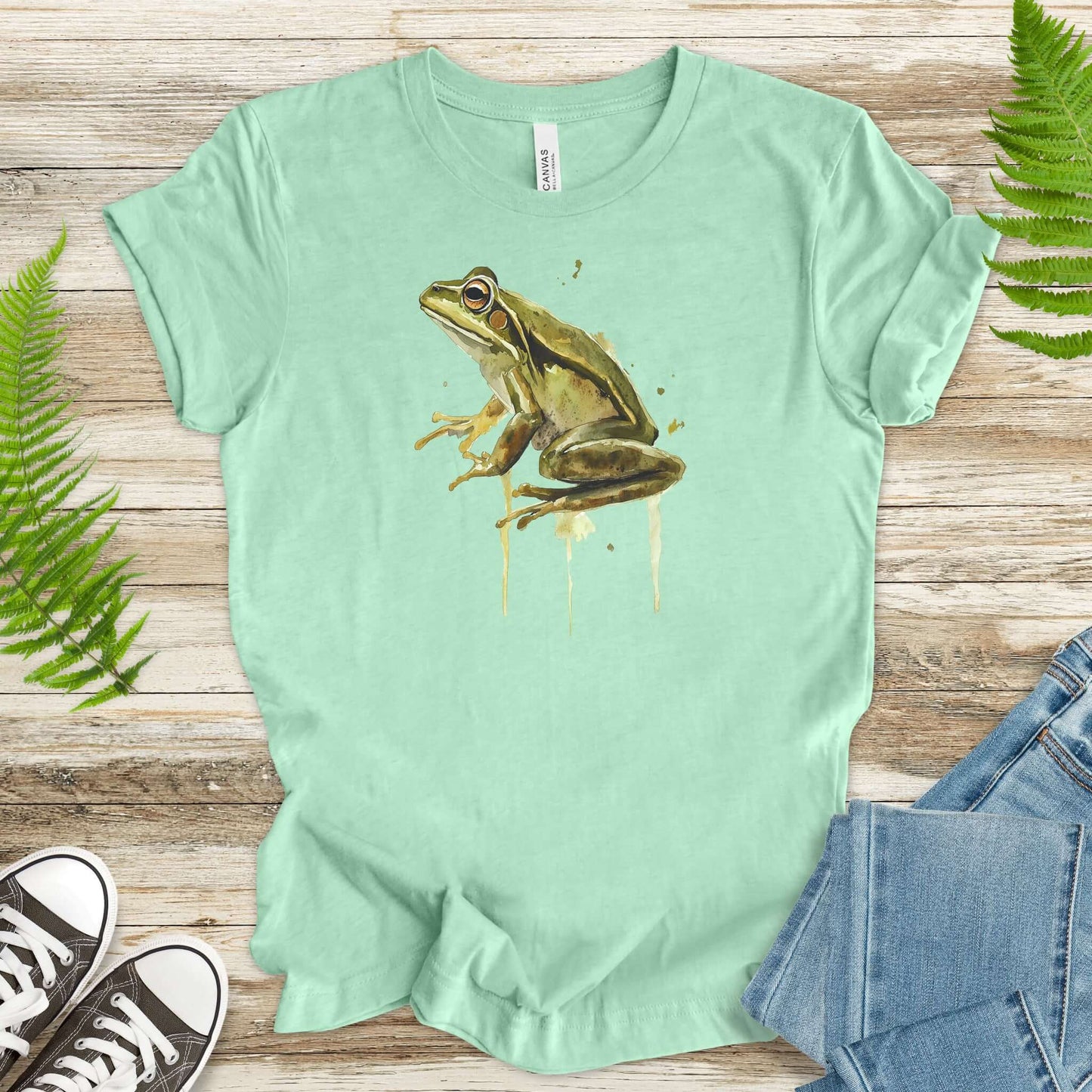 Watercolor Frog T-Shirt – Artistic Amphibian Nature Tee