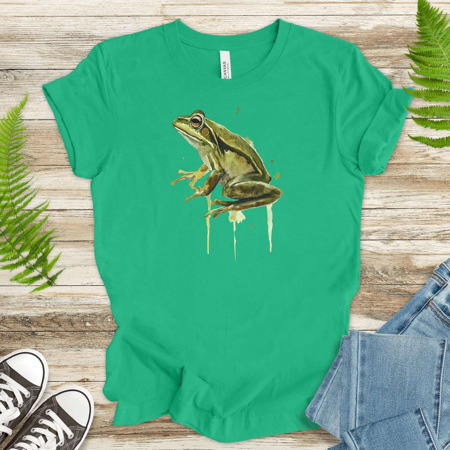 Watercolor Frog T-Shirt – Artistic Amphibian Nature Tee