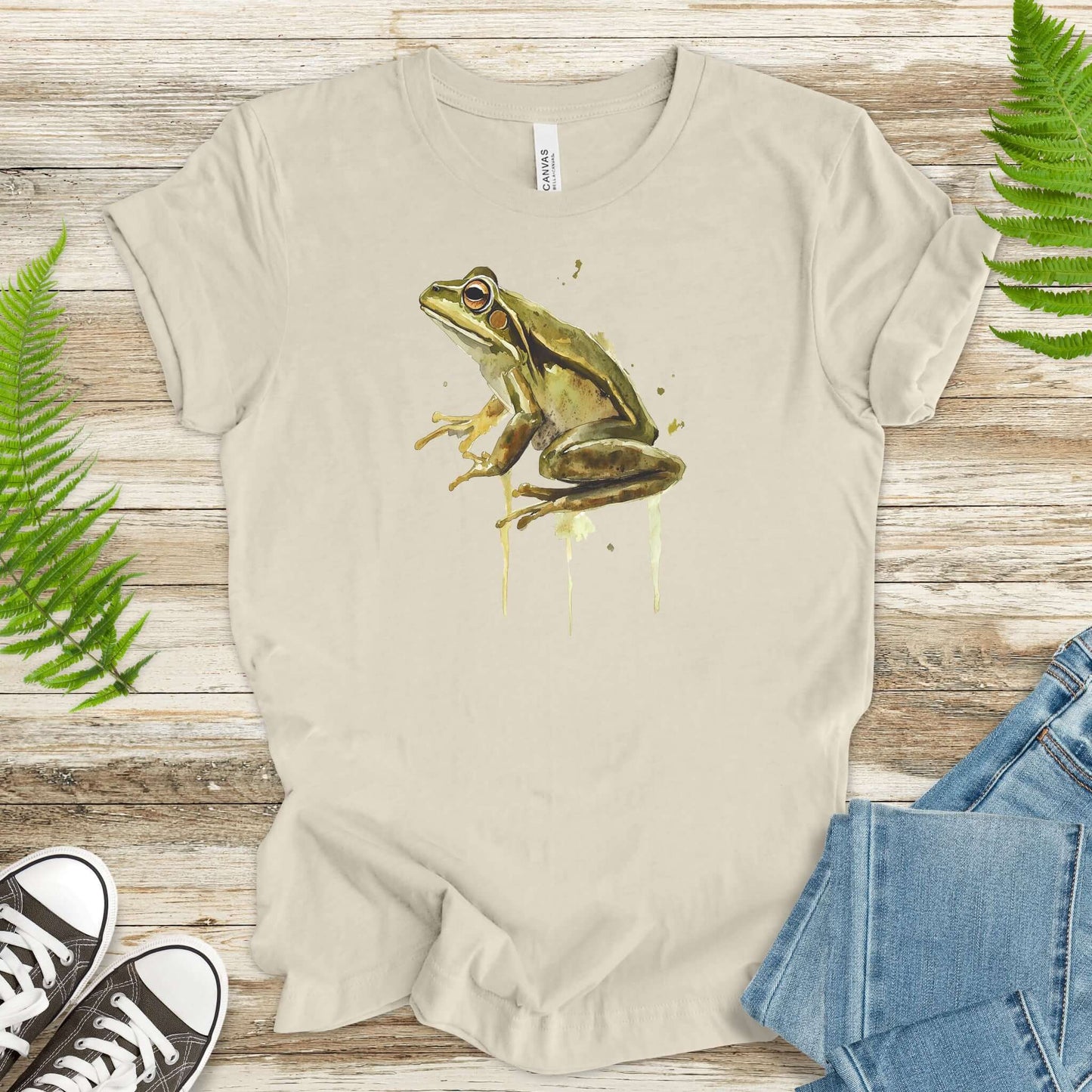 Watercolor Frog T-Shirt – Artistic Amphibian Nature Tee