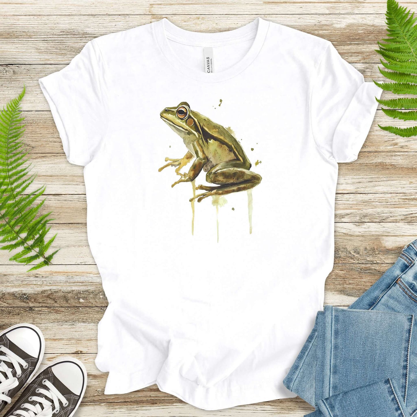 Watercolor Frog T-Shirt – Artistic Amphibian Nature Tee