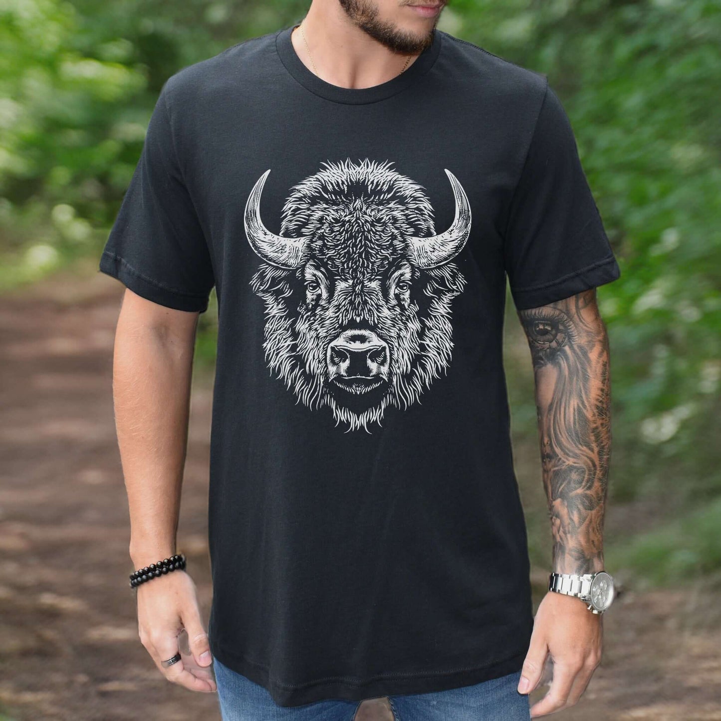 American Bison Portrait T-Shirt – Wildlife Animal Tee