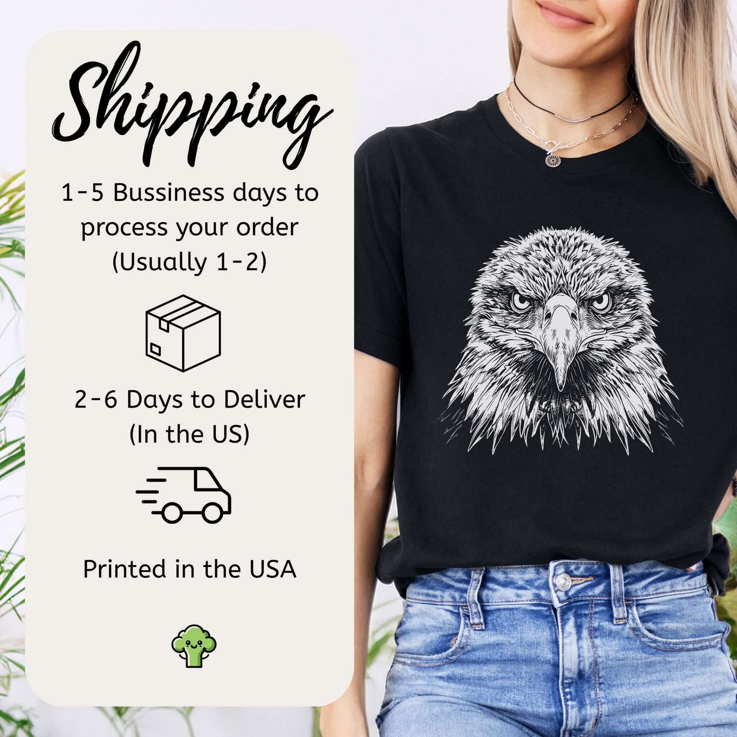 Eagle Face T-Shirt – Majestic Bird of Prey Tee