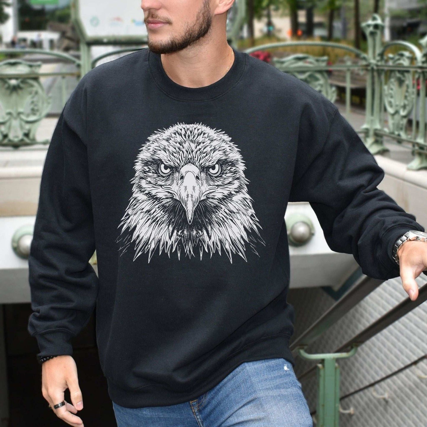 Eagle Face Sweatshirt – Majestic Bird of Prey Stare-Down Champion