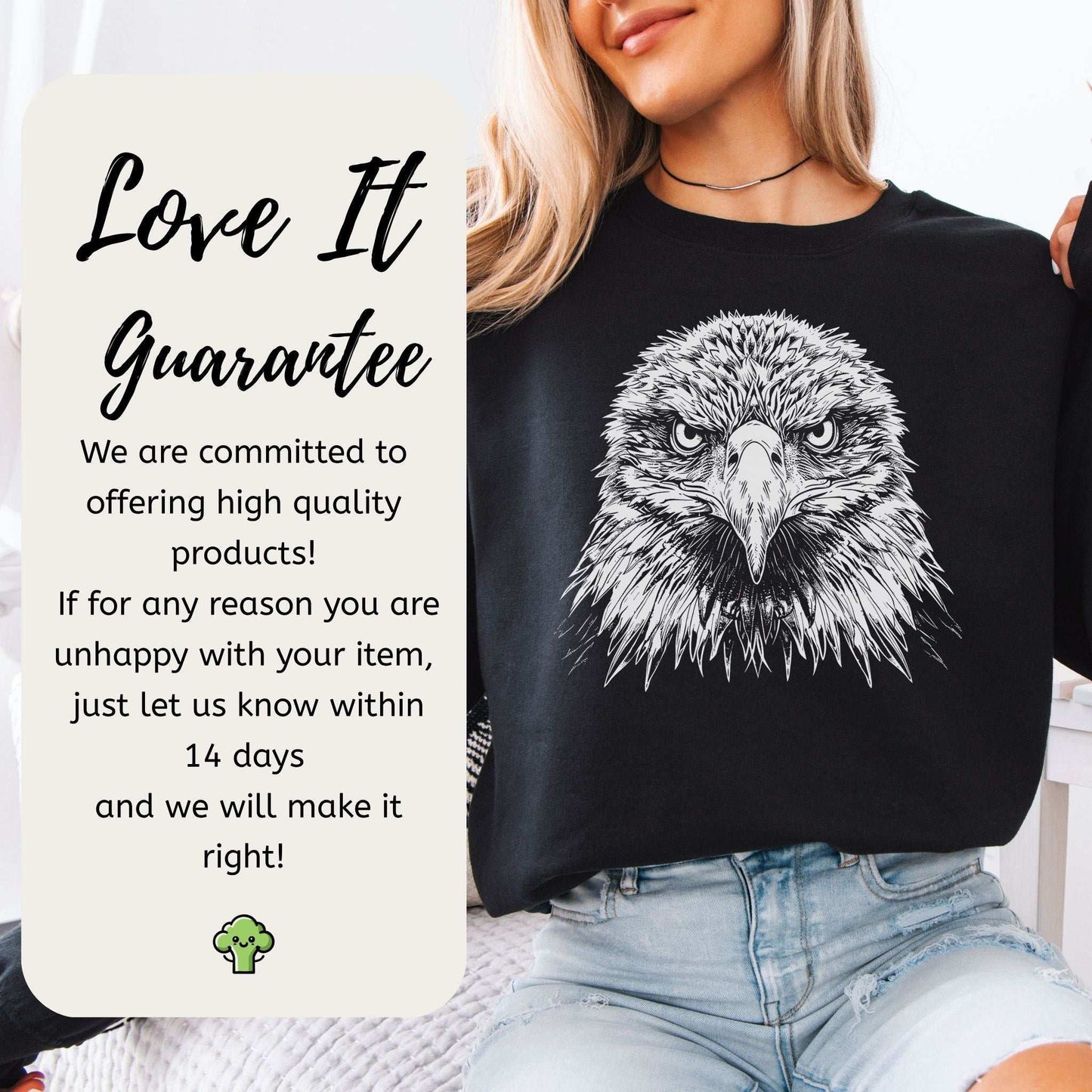Eagle Face Sweatshirt – Majestic Bird of Prey Stare-Down Champion