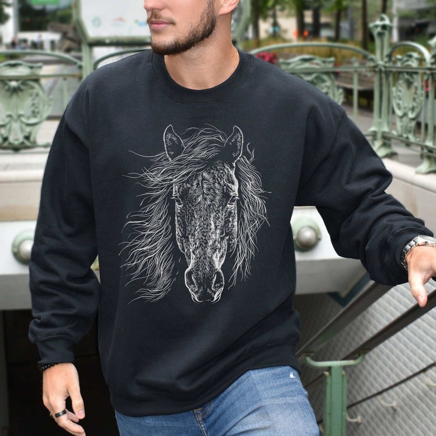 Wild Mustang Horse Sweatshirt – Spirit of the West & Free Soul Energy