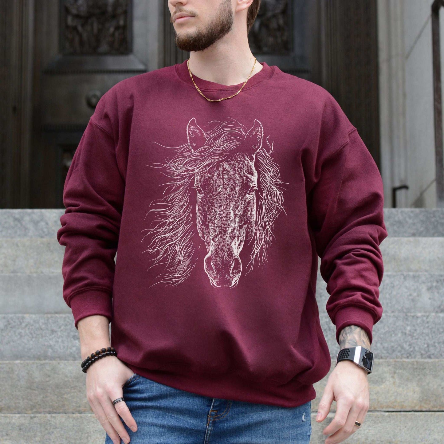 Wild Mustang Horse Sweatshirt – Spirit of the West & Free Soul Energy