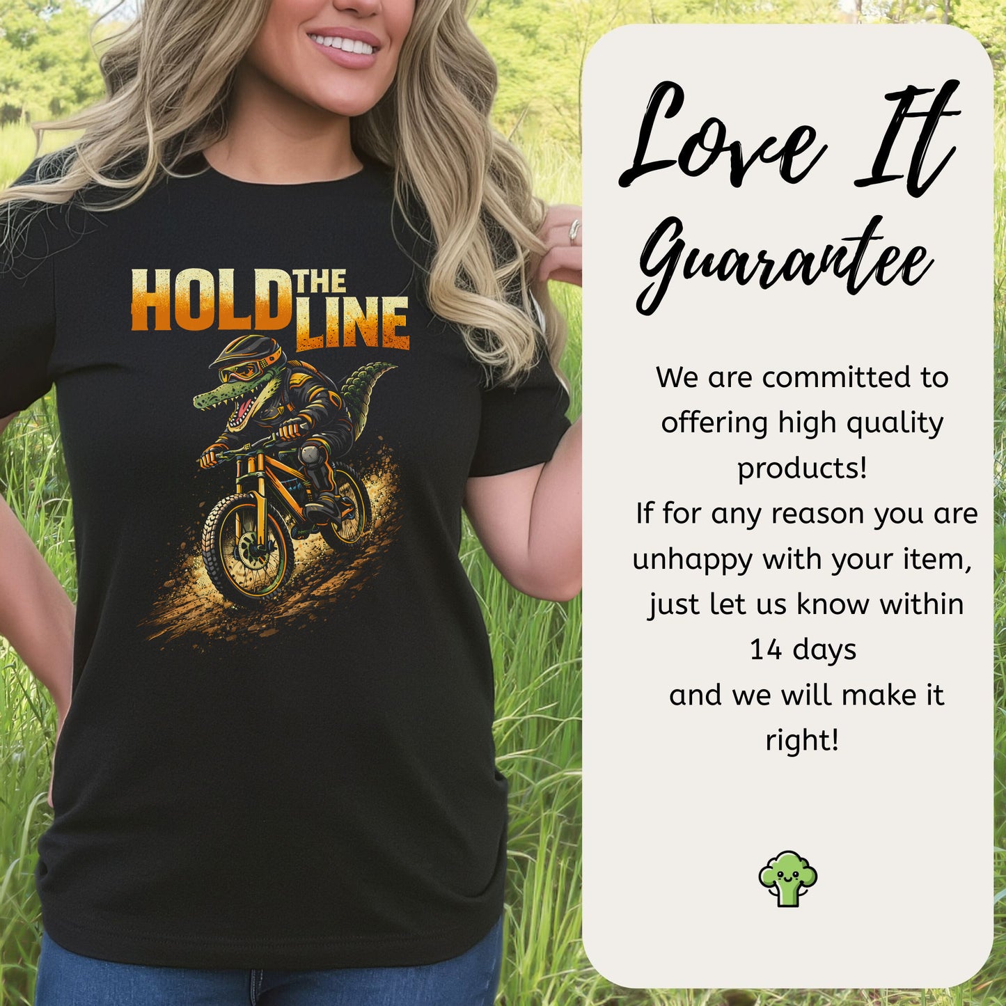 Hold The Line Retro Gator Mountain Biking Adventure T-Shirt