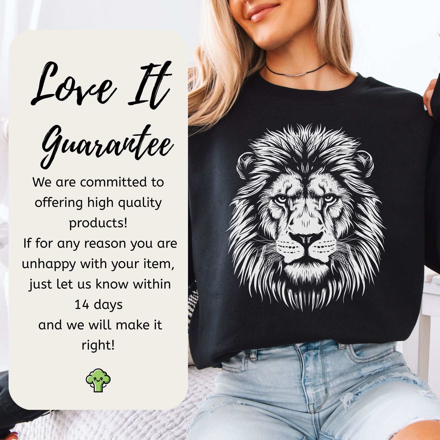 Lion Face Sweatshirt – Hand-Drawn Jungle King with Alpha Energy