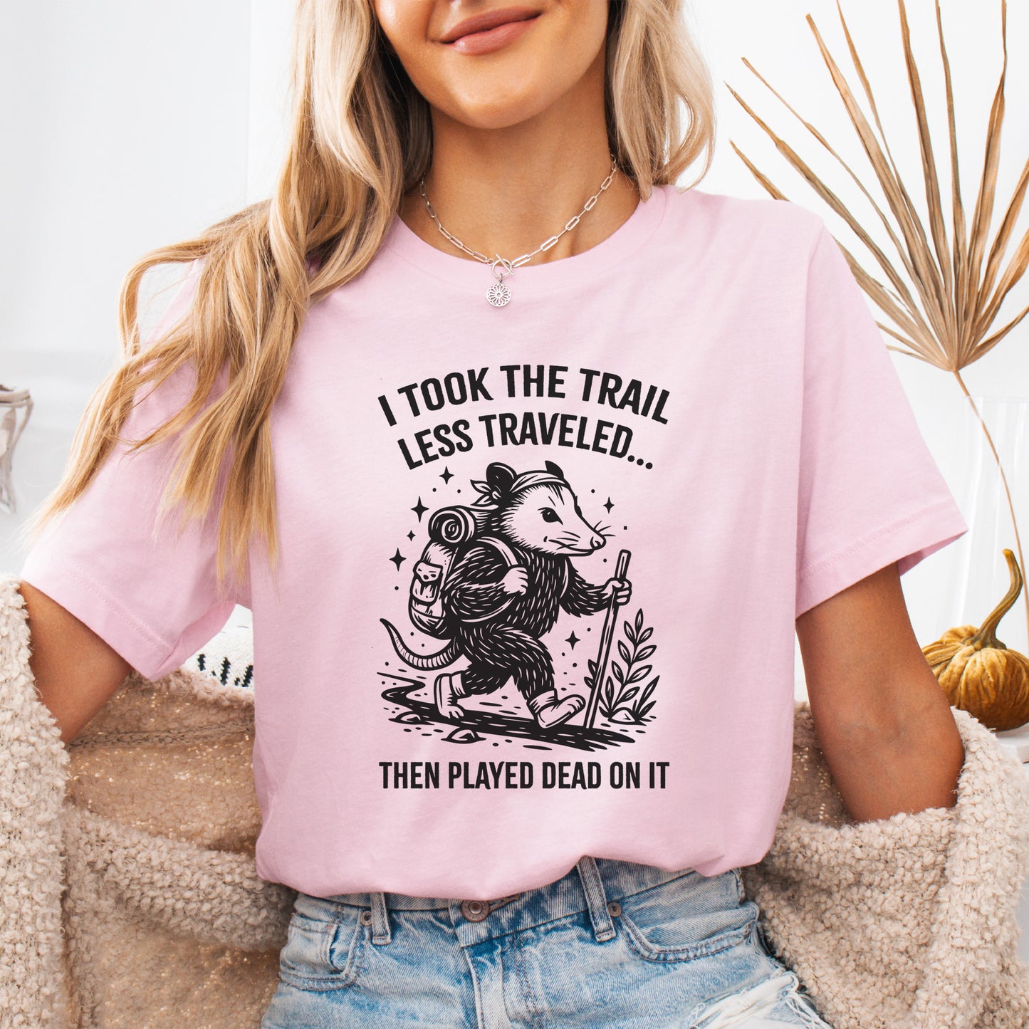 Opossum Less Traveled T-Shirt – Funny Hiking Possum Adventure Tee