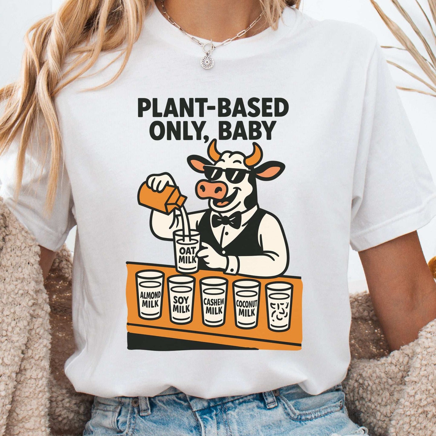 Cow Bartender Plant-Based Only Baby! T-Shirt