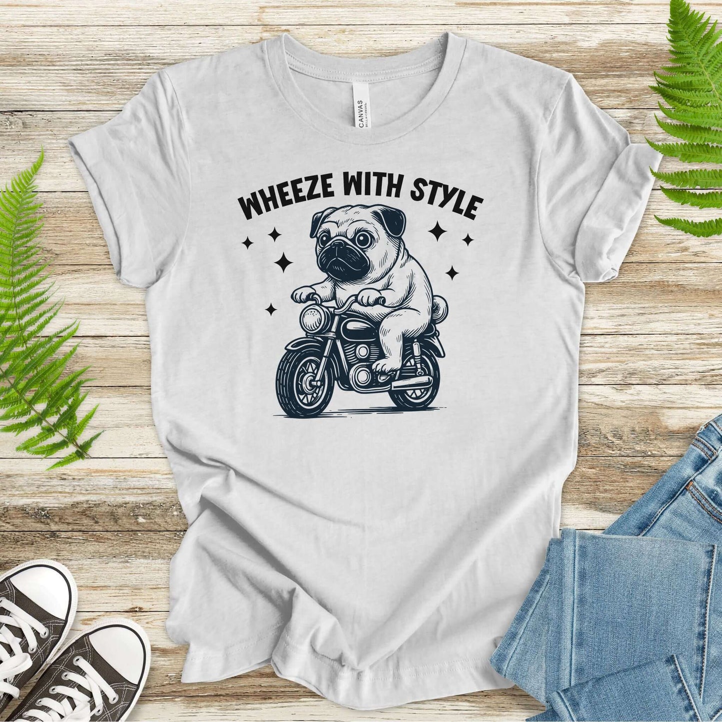 Funny Pug Dog Shirt – Wheeze With Style Tee for Pug Moms, Dads & Dog Lovers