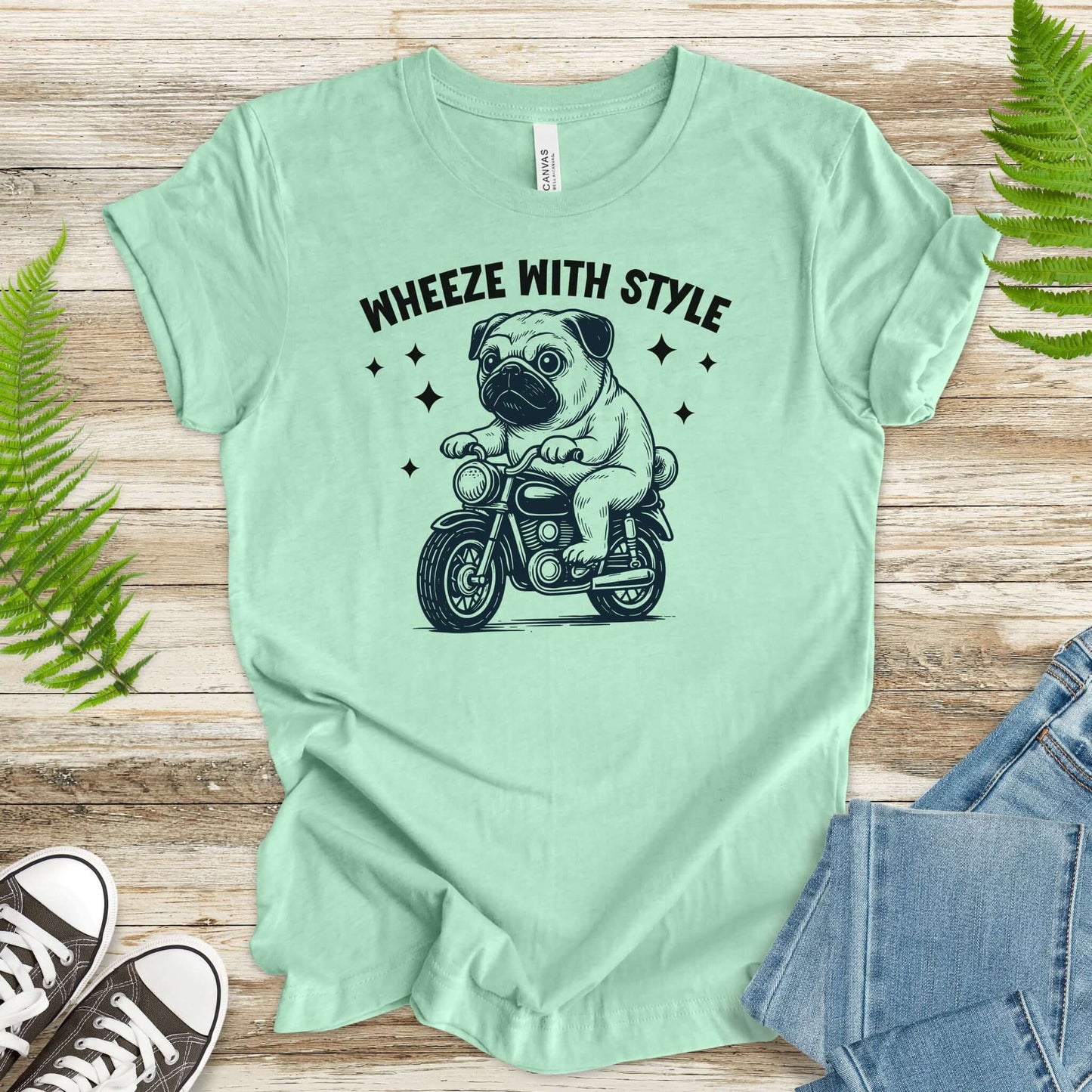 Funny Pug Dog Shirt – Wheeze With Style Tee for Pug Moms, Dads & Dog Lovers