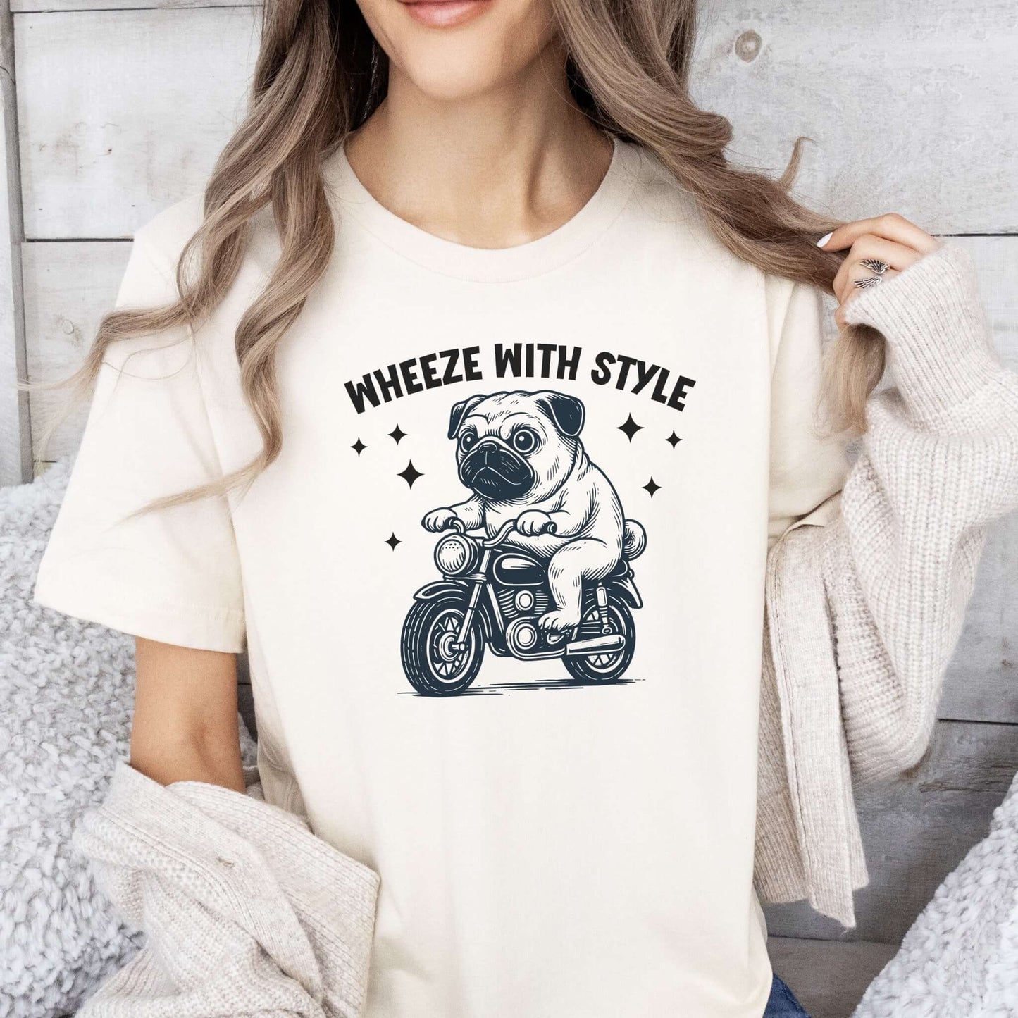 Funny Pug Dog Shirt – Wheeze With Style Tee for Pug Moms, Dads & Dog Lovers