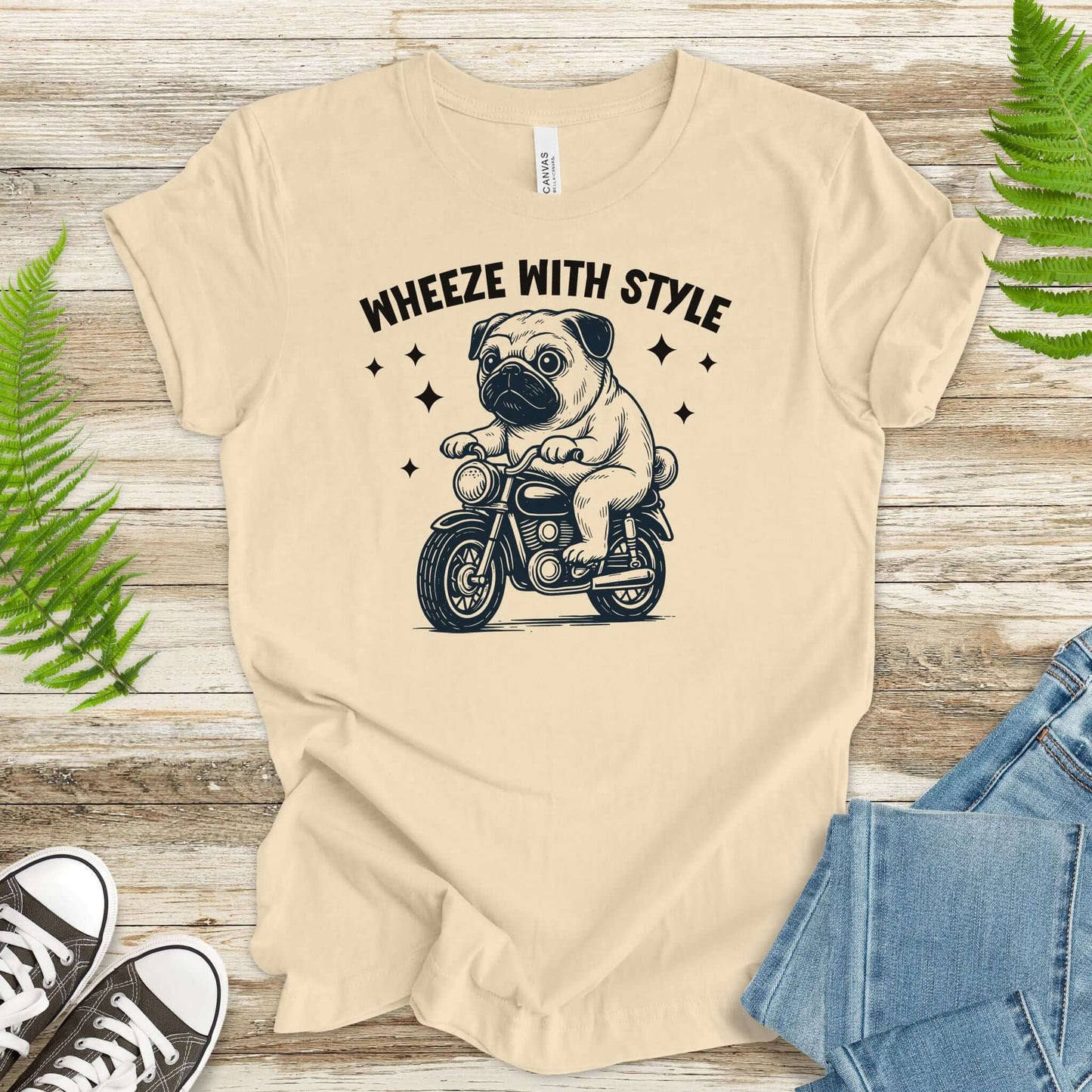 Funny Pug Dog Shirt – Wheeze With Style Tee for Pug Moms, Dads & Dog Lovers