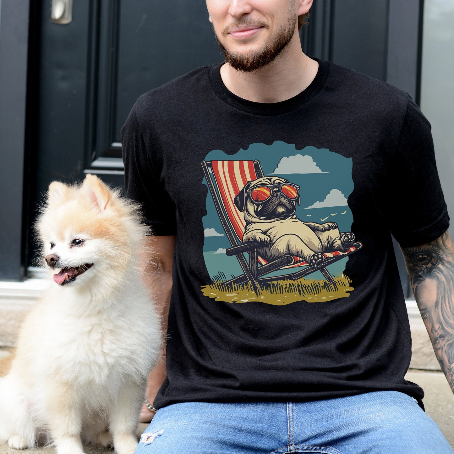 Lazy Pug T-Shirt – Chill Beach Vibes in Vintage Style