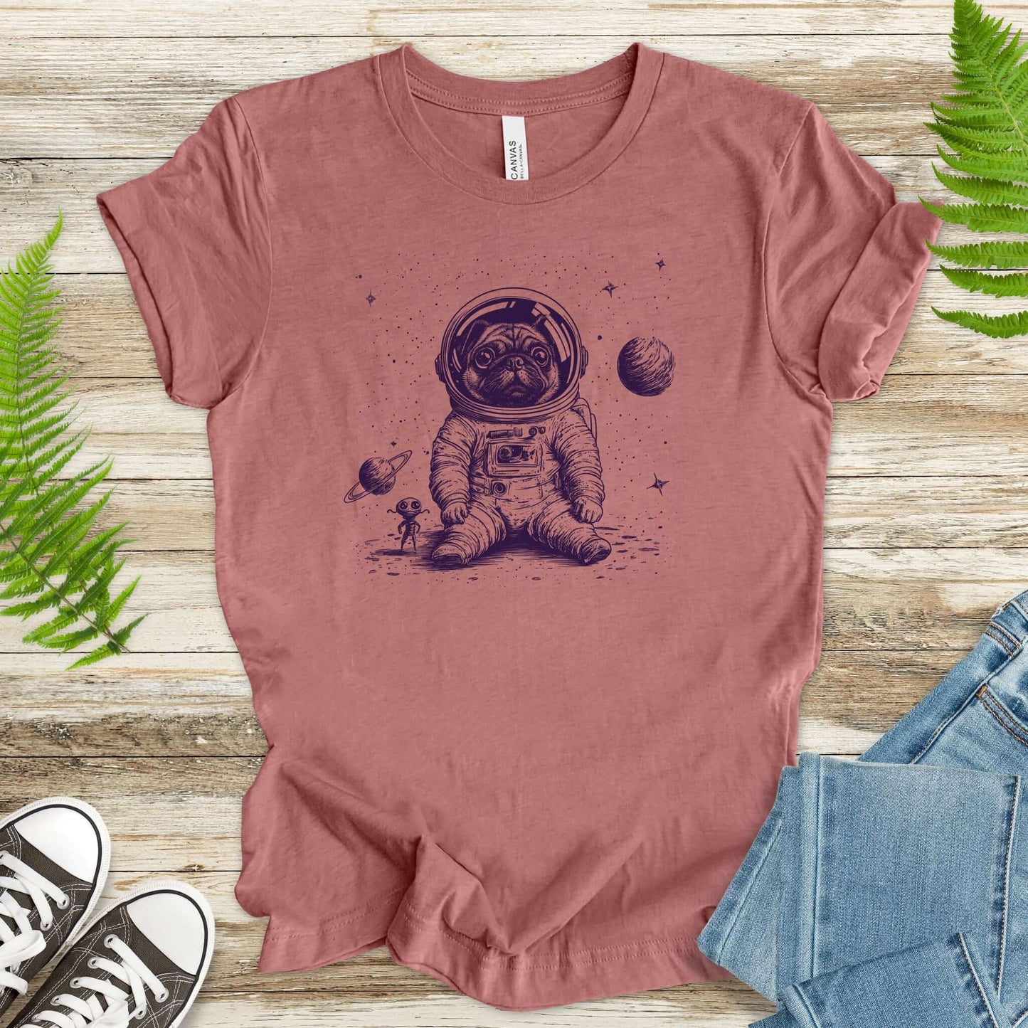 Space Pug Dog Explorer T-Shirt