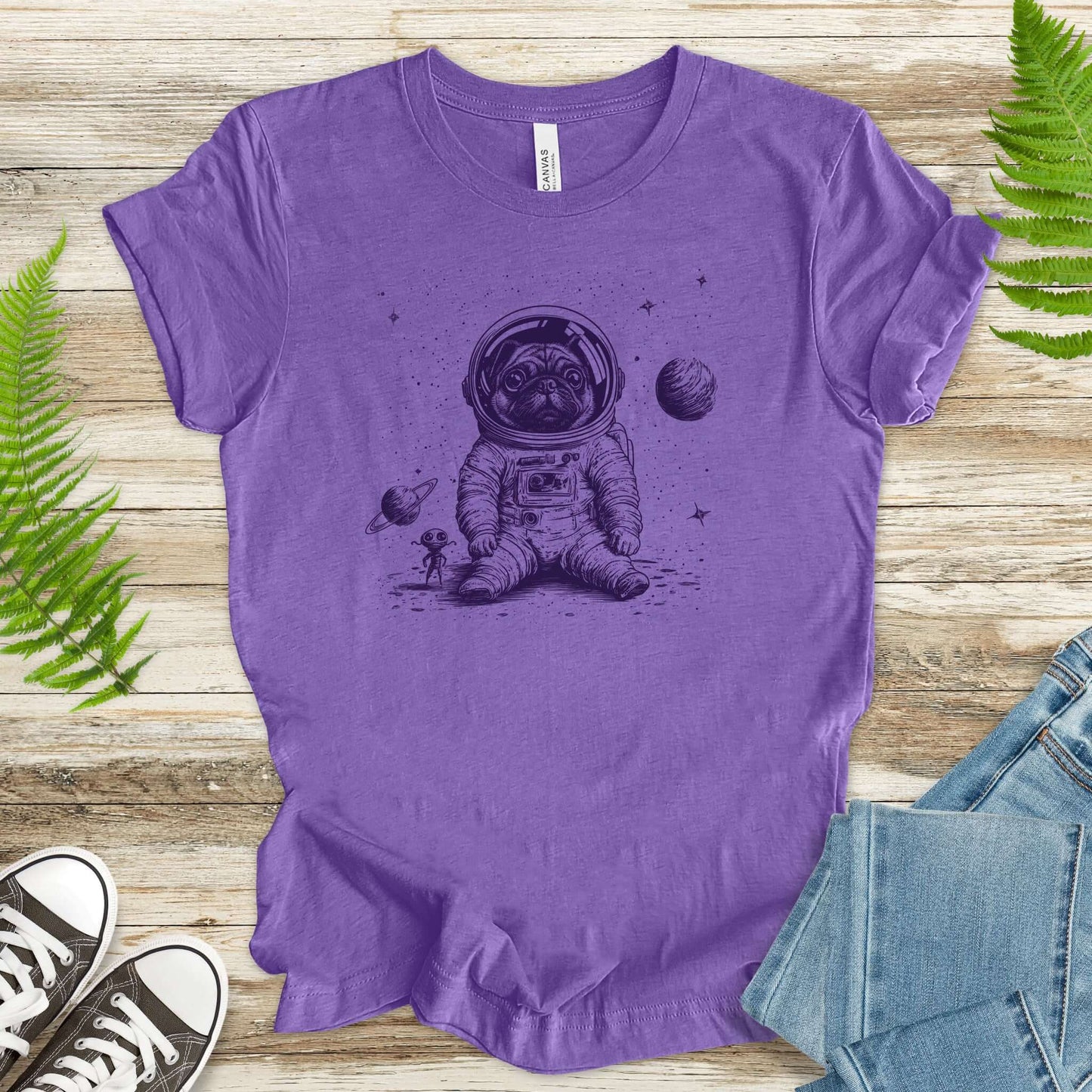 Space Pug Dog Explorer T-Shirt