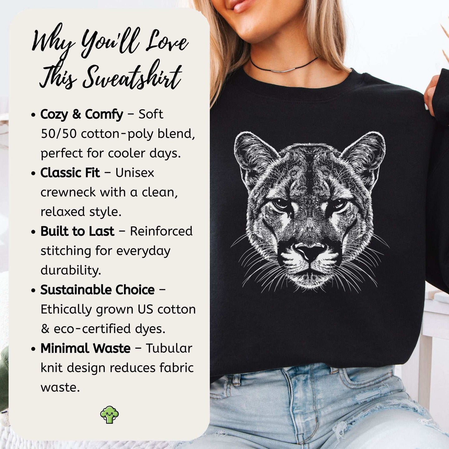 Mountain Lion Sweatshirt – Spirit Animal of Silent Strength & Wild Soul Energy