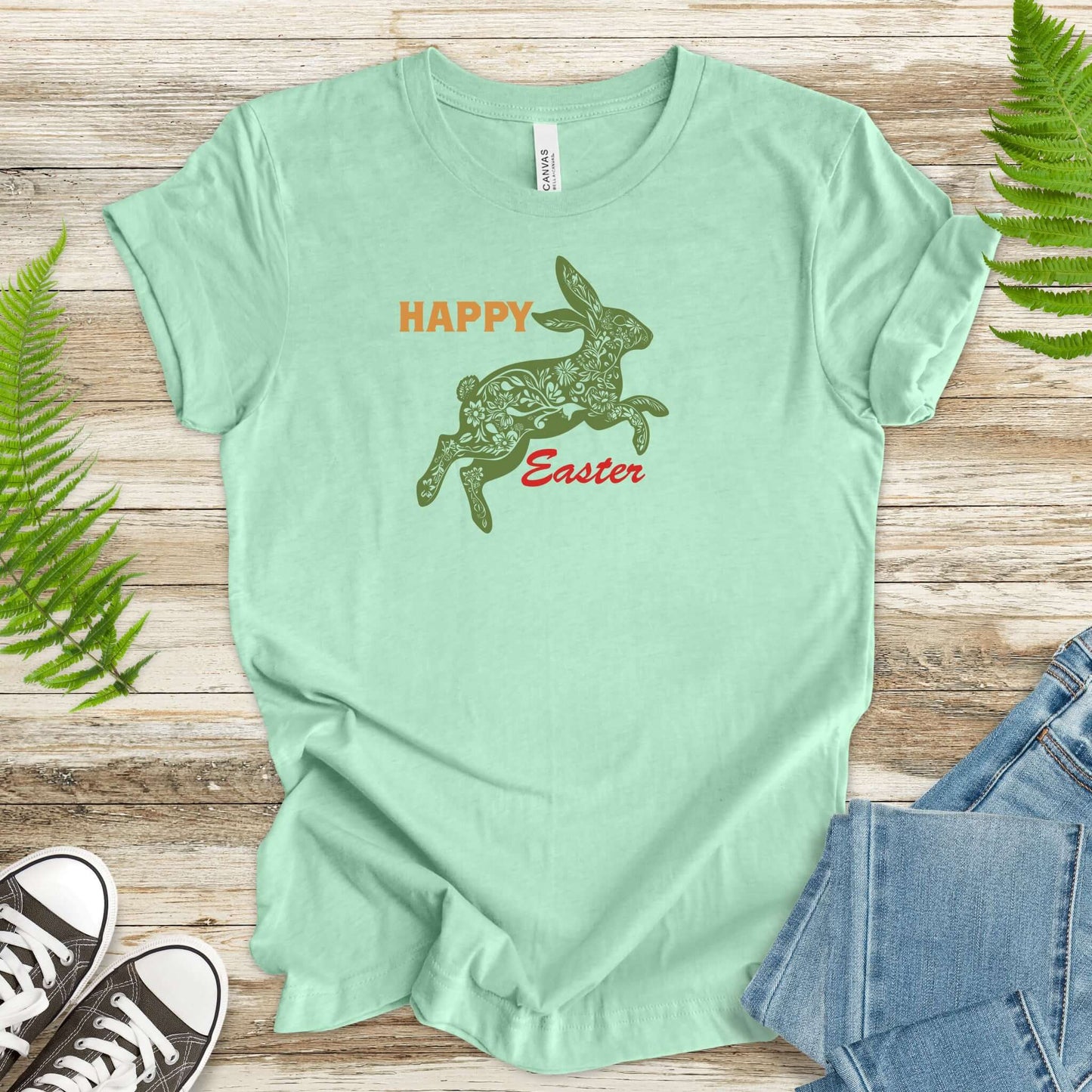 Floral Bunny Hoppy Easter Bunny T-Shirt