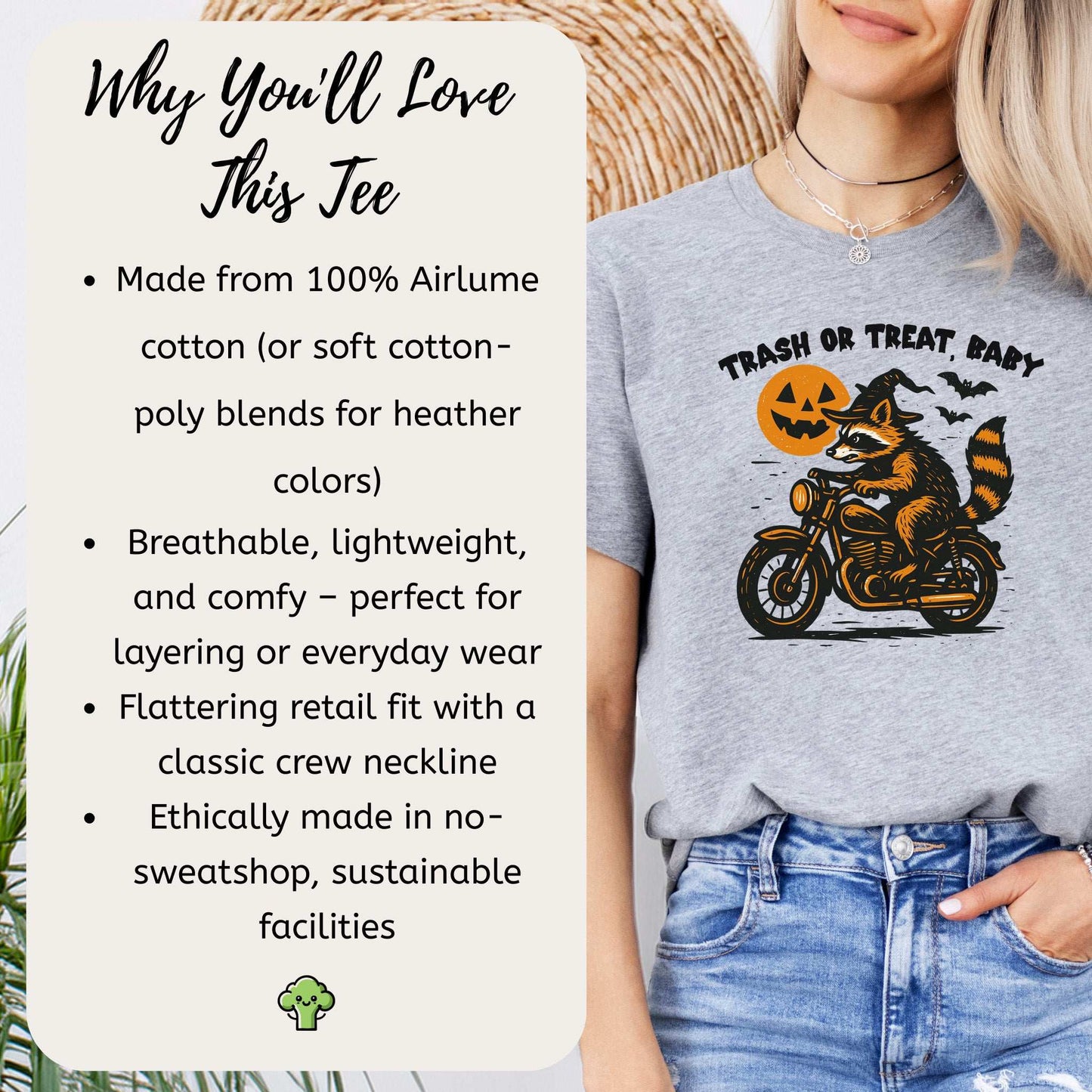 Trash or Treat Raccoon Halloween T-Shirt – Biker Witch Retro Ride Tee