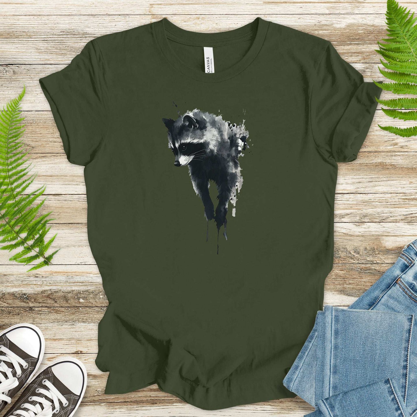 Watercolor Raccoon T-Shirt – Cute Trash Panda Nature Lover Tee